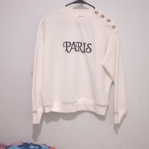 Cream sweater with Paris and gold buttons